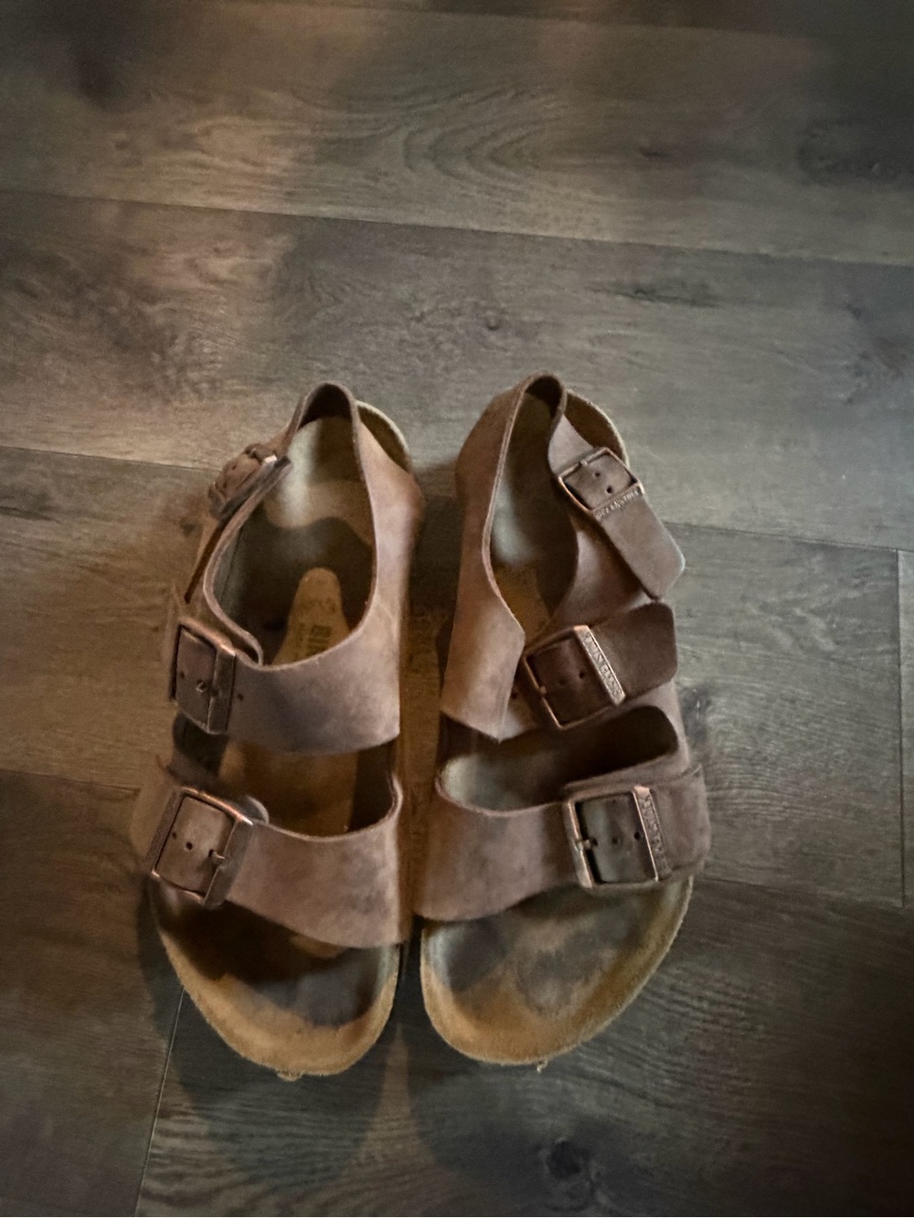 Birkenstock women’s Milano 39 Brown Triple-Buckle Sandals